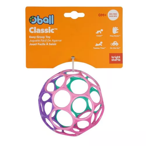 Bright Starts játék, OBALL Classic, 10 cm, rózsaszín/lila, 0 hó 12289-6