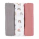 Petite&Mars Bambusz muszlin 3db-os pelenka szett, Moussy Rose Rainbows, 68 x 68 cm
