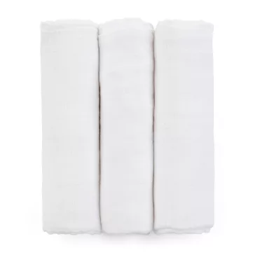   Petite&Mars Bambusz muszlin 3db-os pelenka szett, Moussy Total White, 68 x 68 cm
