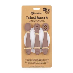   Petite&Mars Szilikon gyakorló kanál szett 3 db Take&Match Velvet Latte 6m+