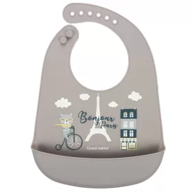   Canpol babies Szilikon zsebes előke, BONJOUR PARIS - navy bézs