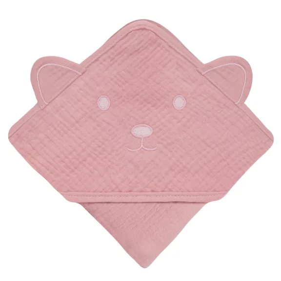 Lionelo Muszlin pamut kapucnis törölköző - Pink Baby