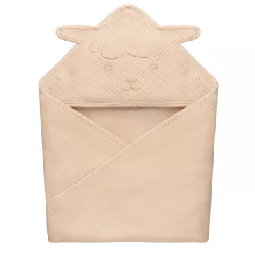 Lionelo Muszlin pamut kapucnis törölköző - Beige Sand