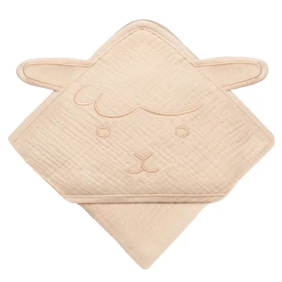 Lionelo Muszlin pamut kapucnis törölköző - Beige Sand