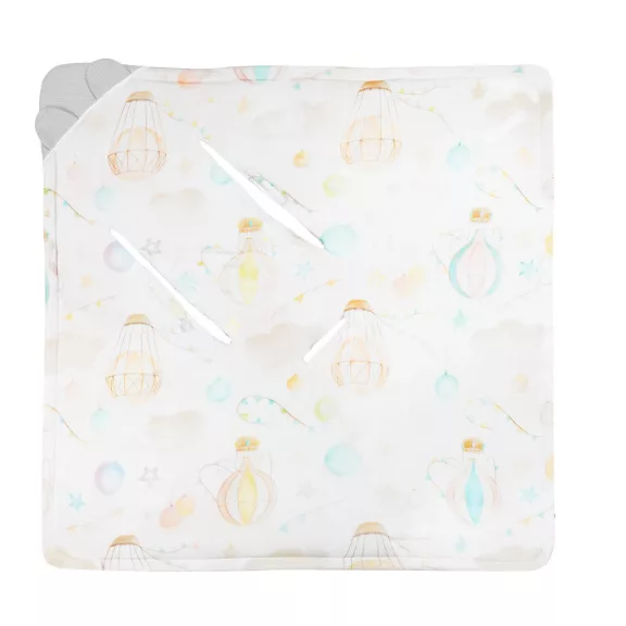 Lionelo Travel Swaddle autósülésbe való pólya, 90x90 cm - Grey Balloon