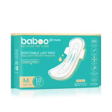 Baboo eldobható szülés utáni betét, 10 db, M, 340 mm