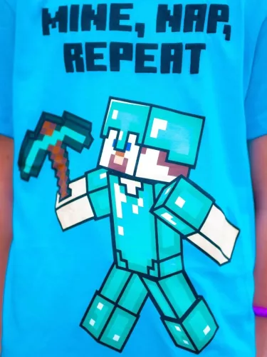 Minecraft Mine Nap Repeat gyerek rövid pizsama 6 év / 116 cm