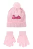 Barbie Light Pink flitteres gyerek sapka + kesztyű szett 52 cm
