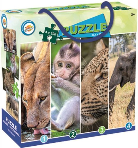 Állatos Savanna puzzle 4x100 db-os