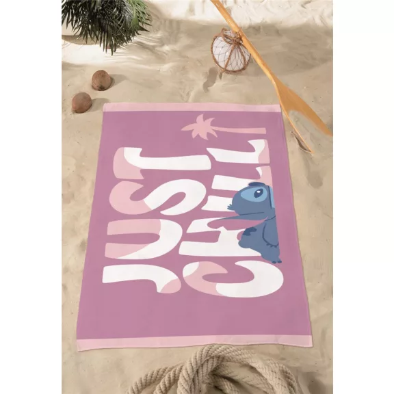Disney Lilo és Stitch, A csillagkutya Just Chill fürdőlepedő, strand törölköző 70x140cm (Fast Dry)