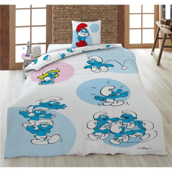 Hupikék törpikék Fun ágyneműhuzat 140×200cm, 63×63 cm