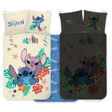   Disney Lilo és Stitch, A csillagkutya Aloha sötétben világító gyerek, ovis ágyneműhuzat 100x135cm, 40x60cm