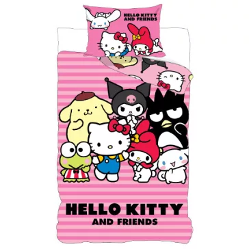   Hello Kitty Friends gyerek, ovis ágyneműhuzat 100×135 cm, 40×60 cm