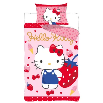 Hello Kitty Strawberry ágyneműhuzat 140×200cm, 70×90 cm
