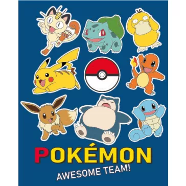 Pokémon Awesome Team coral fleece polár takaró 130x160cm
