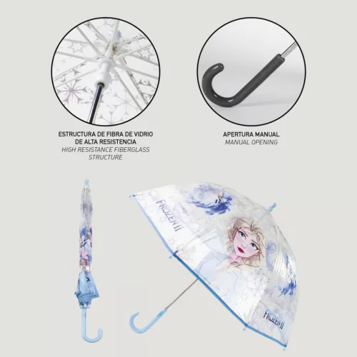 Disney Jégvarázs Ice Queen gyerek átlátszó esernyő Ø71 cm
