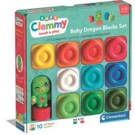   Színes Clemmy Dragon puha építőkocka szett 10 db-os figurával Clementoni