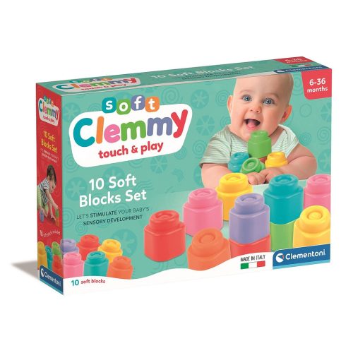 Színes Clemmy puha építőkocka szett 10 db-os Clementoni