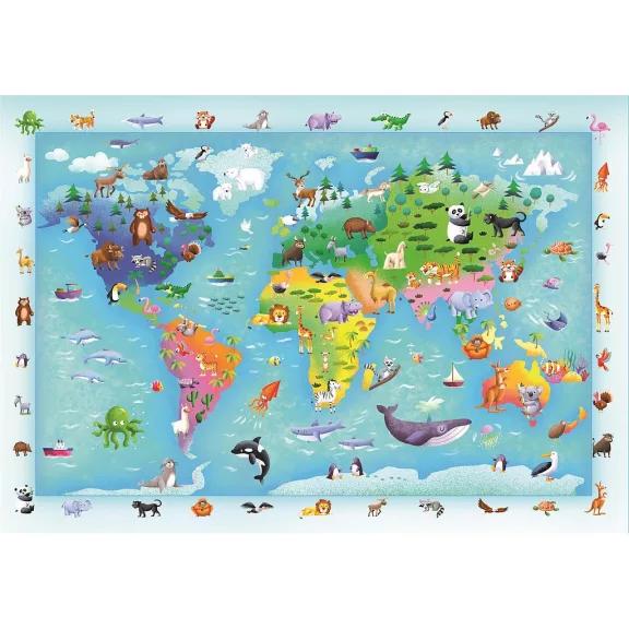 Térkép Wildlife 60 db-os maxi puzzle Clementoni