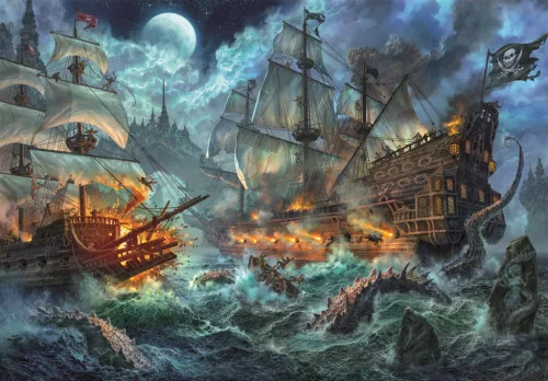 Kalózhajó Pirate Battle 6000 db-os puzzle Clementoni