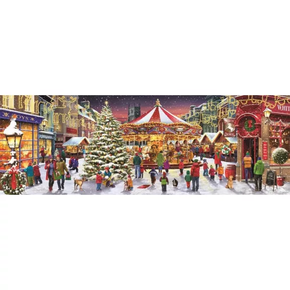 Karácsonyi falu Village 1000 db-os panoráma puzzle Clementoni
