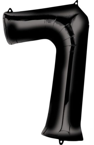 Fekete Black óriás szám fólia lufi 7-es,  88x55 cm