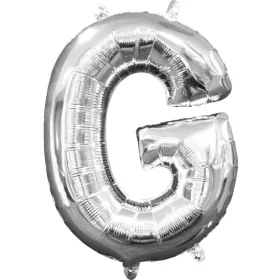 Ezüst Silver mini G betű fólia lufi 33 cm