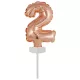 Színes Rose Gold 2-es szám fólia lufi tortára 13 cm