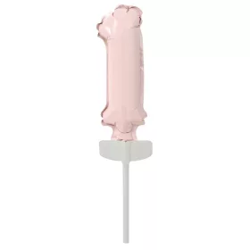 Rózsaszín Pastel 1-es szám fólia lufi tortára 13 cm