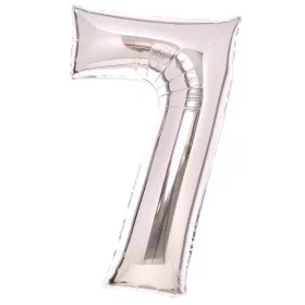 Ezüst Silver 7-es szám fólia lufi 66 cm