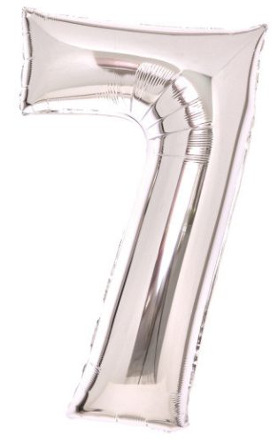 Ezüst Silver 7-es szám fólia lufi 66 cm