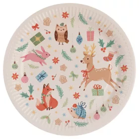 Téli erdő Winter Woodland papírtányér 8 db-os 23 cm