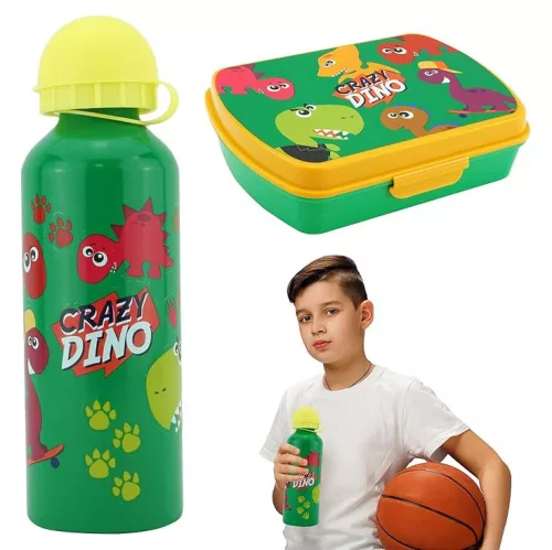Dinoszaurusz Crazy szendvicsdoboz + alumínium kulacs szett