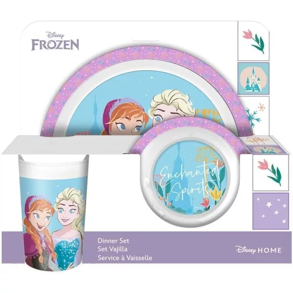 Disney Jégvarázs Enchanted étkészlet, micro műanyag szett Dobozban