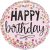 Happy Birthday Pink Confetti mini fólia lufi 19 cm (WP)