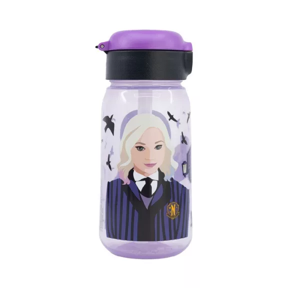 Wednesday Nevermore Academy műanyag szívószálas kulacs 510 ml