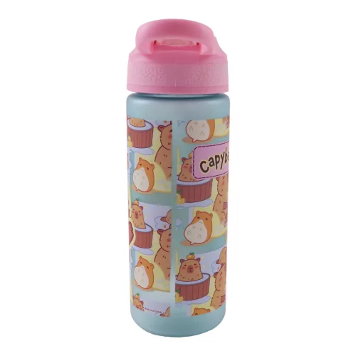Kapibara Chill műanyag matt szívószálas kulacs 600 ml