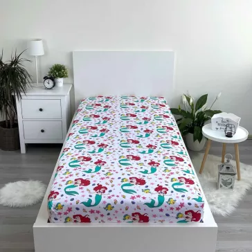 Disney Hercegnők Ariel gumis lepedő 90x200 cm