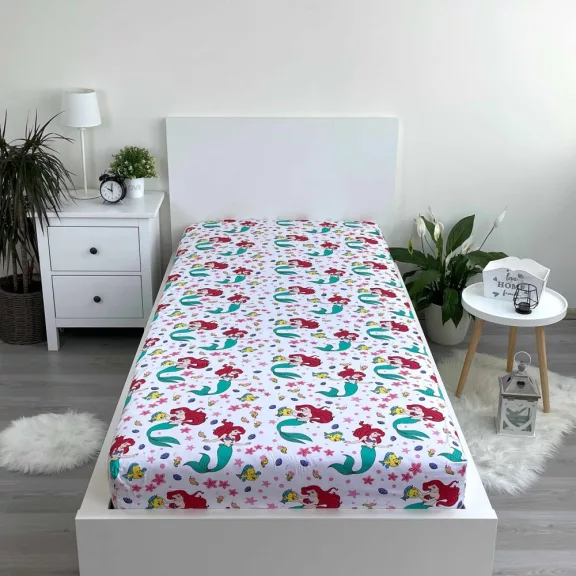 Disney Hercegnők Ariel gumis lepedő 90x200 cm
