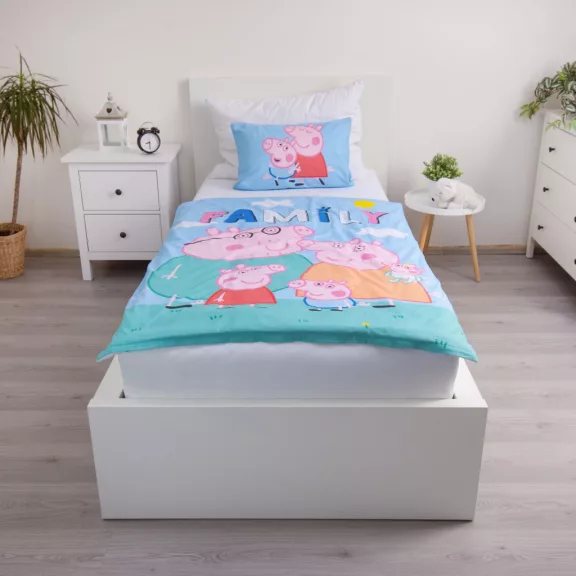 Peppa malac Big Pig Family gyerek, ovis ágyneműhuzat 100×135cm, 40×60 cm