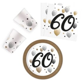   Happy Birthday 60 Milestone party szett 36 db-os 23 cm-es tányérral
