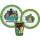 Minecraft Creeper étkészlet, micro műanyag szett, pohárral 260 ml