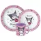 Hello Kitty Kuromi étkészlet, micro műanyag szett bögrével 390 ml 