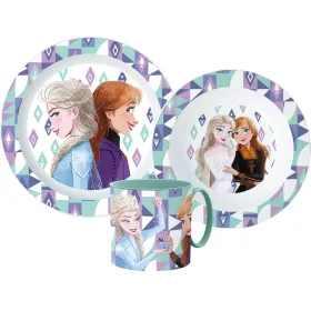   Disney Jégvarázs Ice Magic étkészlet, micro műanyag szett bögrével 265 ml
