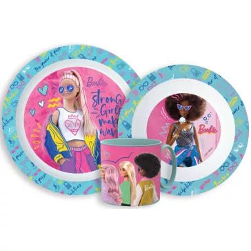   Barbie Stylish étkészlet, micro műanyag szett bögrével 265 ml