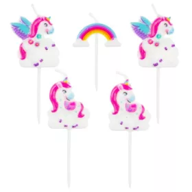 Unikornis Rainbow tortagyertya, gyertya szett 5 db-os