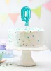 Kék 0-ás Light Blue szám fólia lufi tortára 13 cm