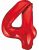 Piros 4-es Red szám fólia lufi 85 cm
