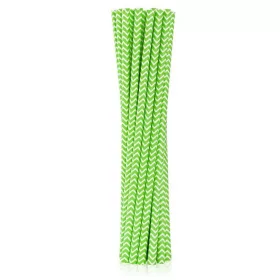 Zöld Lime Green Chevron papír szívószál 12 db-os