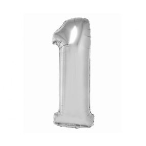 Ezüst 1-es Silver szám fólia lufi 76 cm